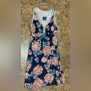 NWT LUCKY BRAND colorful FLORAL V NECK BOHO SLEEVELESS TANK SUN DRESS sz XS
